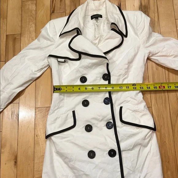 bebe White Trench Coat with Black Accents - Picture 7 of 9